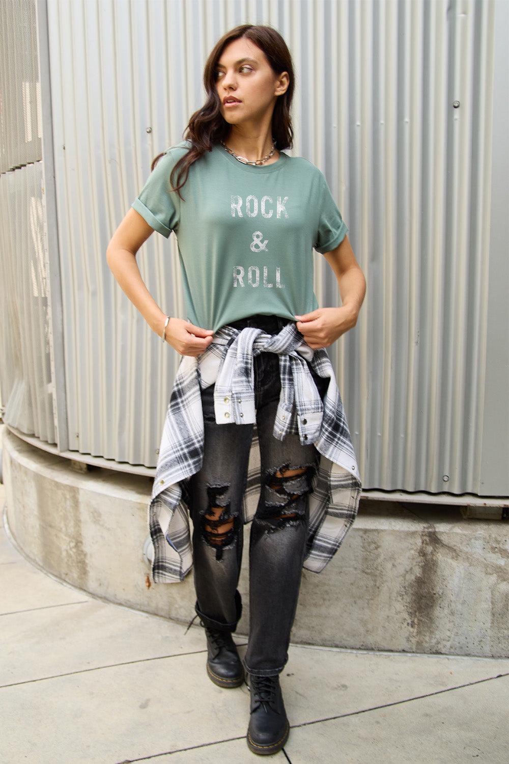 Simply Love Full Size ROCK & ROLL Short Sleeve T-Shirt Carauana Store
