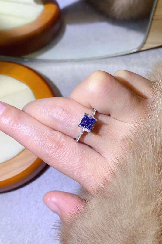 1 Carat Moissanite 925 Sterling Silver Square Ring Carauana Store