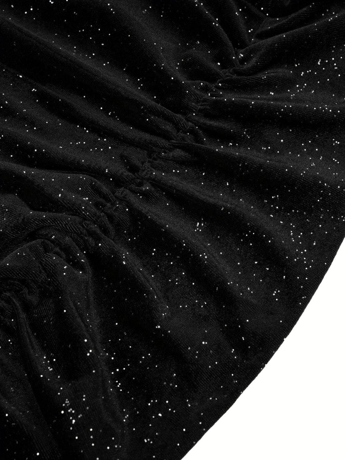Glitter Ruched Cowl Neck Wrap Dress Carauana Store
