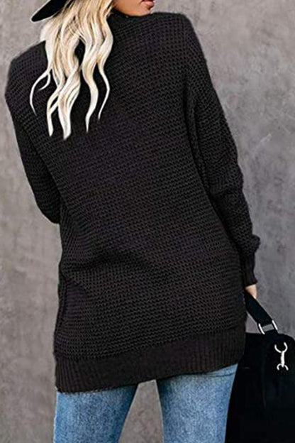 Open Front Rib-Knit Cardigan with Pockets Carauana Store