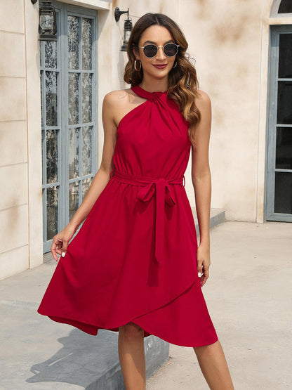 Tied Round Neck Sleeveless Dress Carauana Store