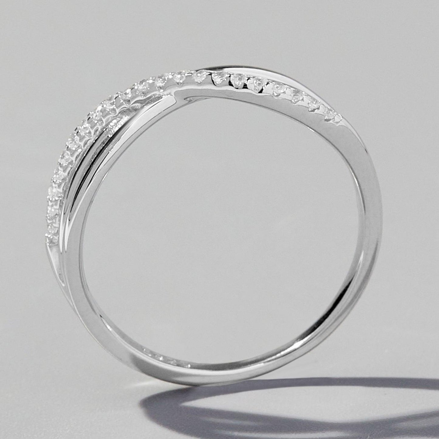 Crisscross Inlaid Zircon 925 Sterling Silver Ring Carauana Store