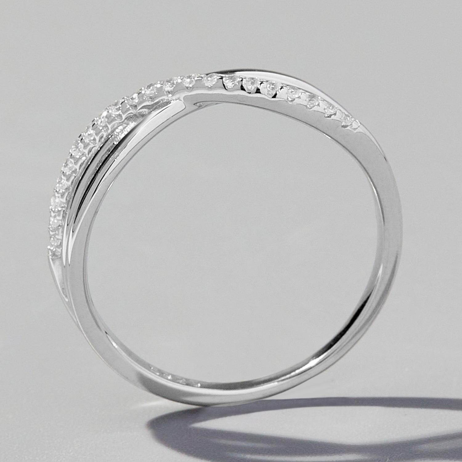 Crisscross Inlaid Zircon 925 Sterling Silver Ring Carauana Store