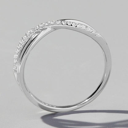 Crisscross Inlaid Zircon 925 Sterling Silver Ring Carauana Store