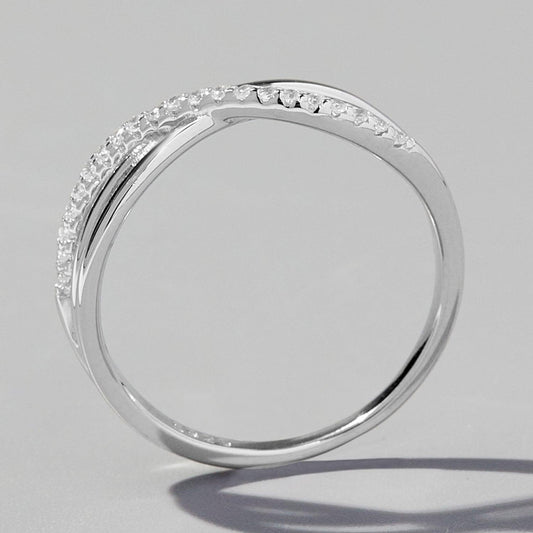 Crisscross Inlaid Zircon 925 Sterling Silver Ring Carauana Store