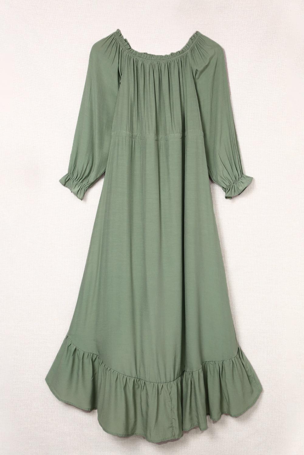 Drawstring Off-Shoulder Flounce Sleeve Dress Carauana Store