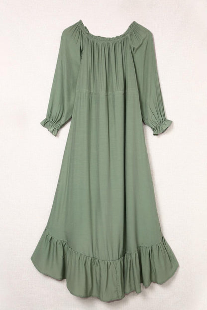 Drawstring Off-Shoulder Flounce Sleeve Dress Carauana Store