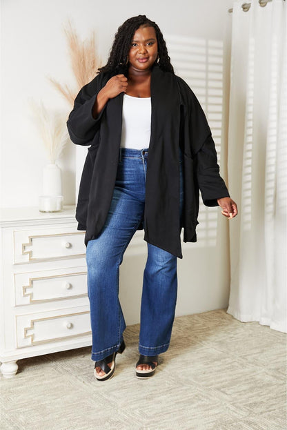 HEYSON Full Size Open Front Cardigan with Scarf Design Carauana Store