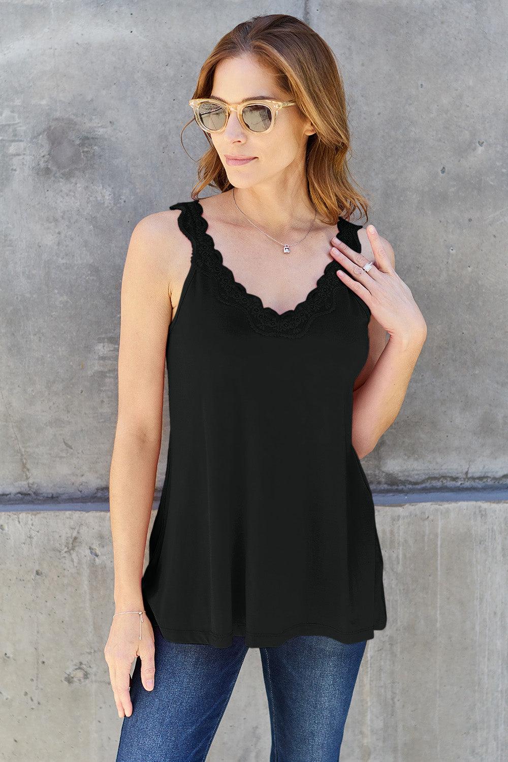 Basic Bae Full Size Lace Detail V-Neck Cutout Cami Carauana Store