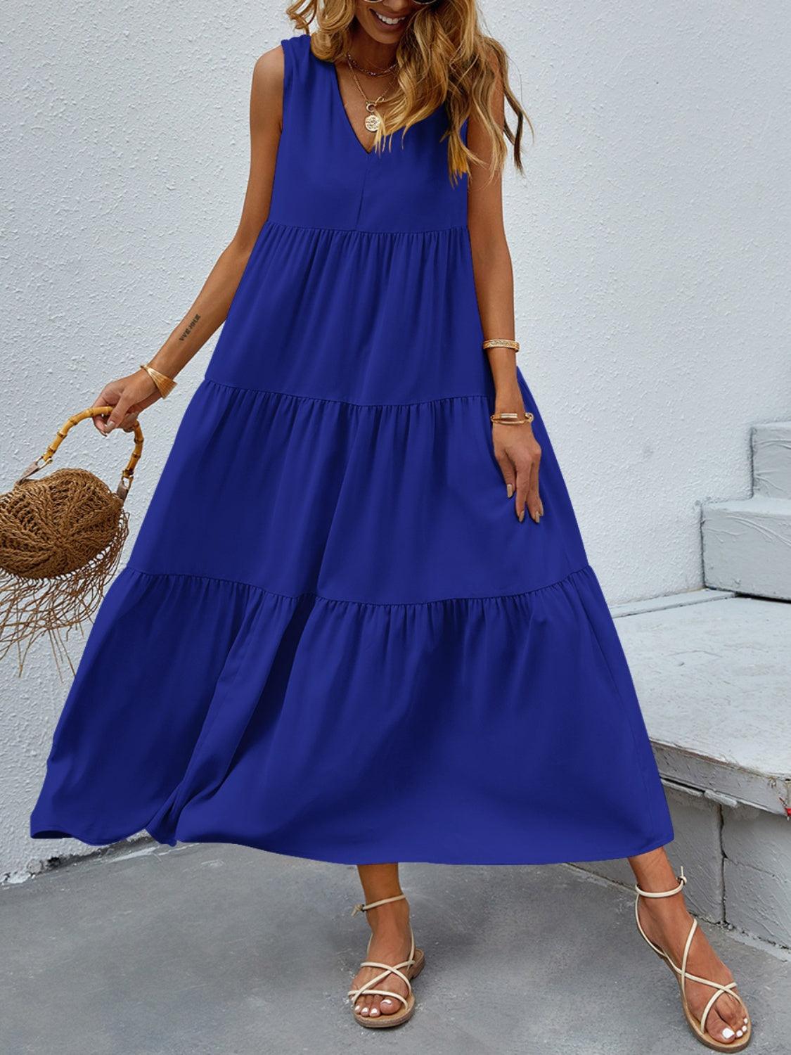 Tiered V-Neck Sleeve Dress Carauana Store