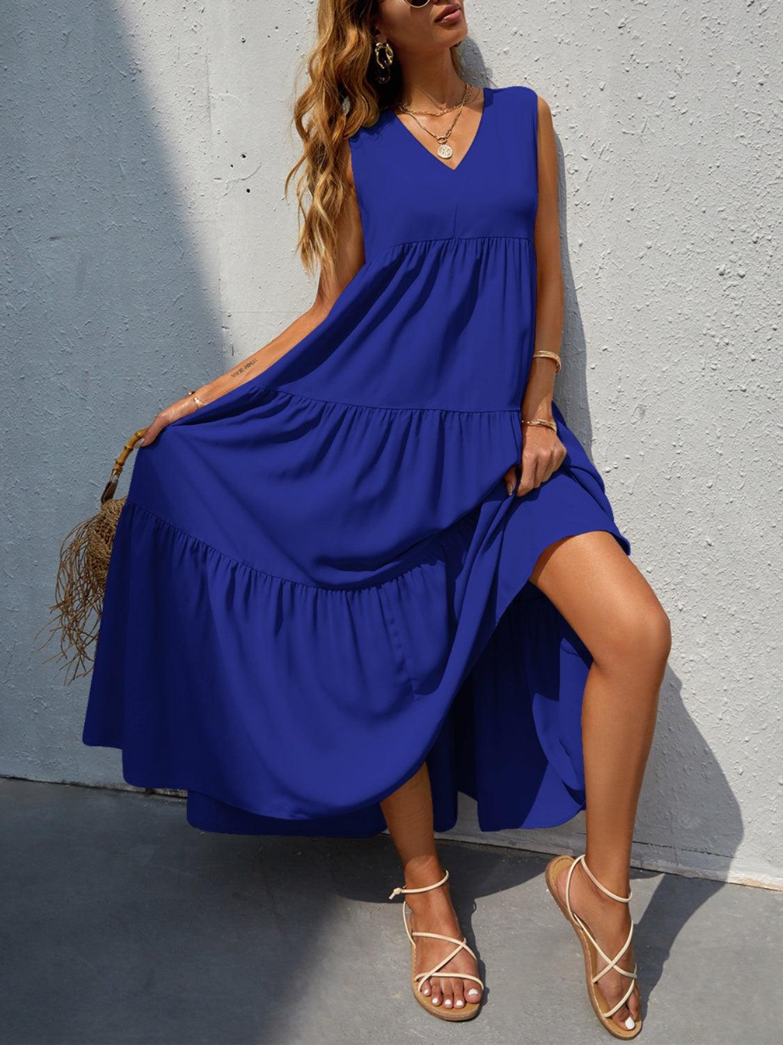Tiered V-Neck Sleeve Dress Carauana Store