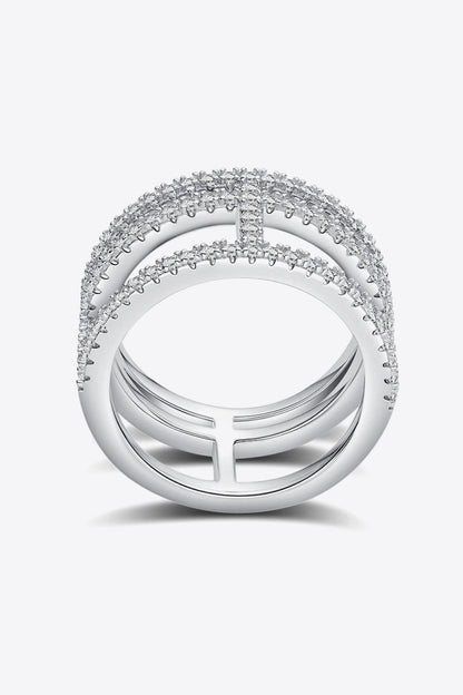 Adored Moissanite Cutout Wide Ring Carauana Store