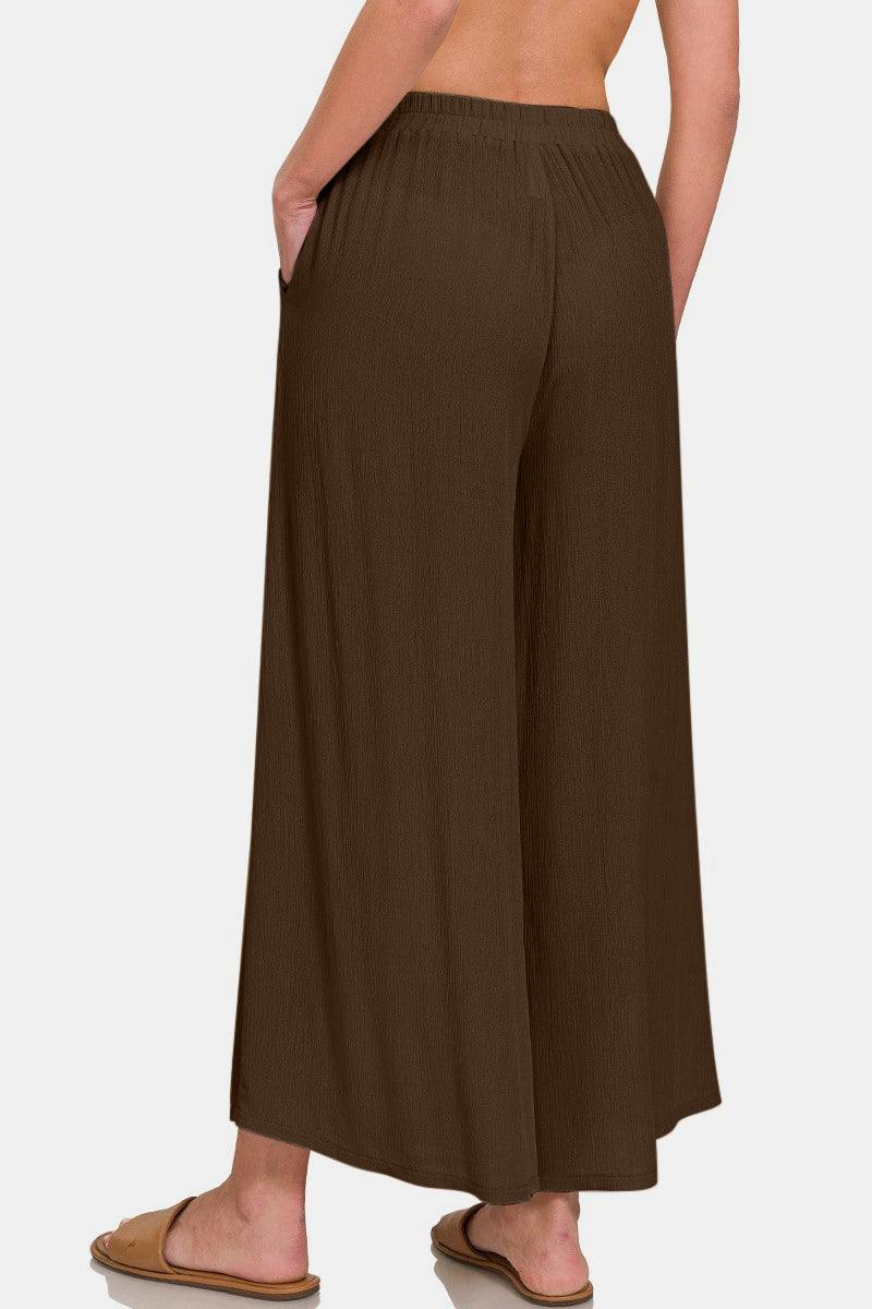 Zenana Woven Wide Leg Pants With Pockets Carauana Store