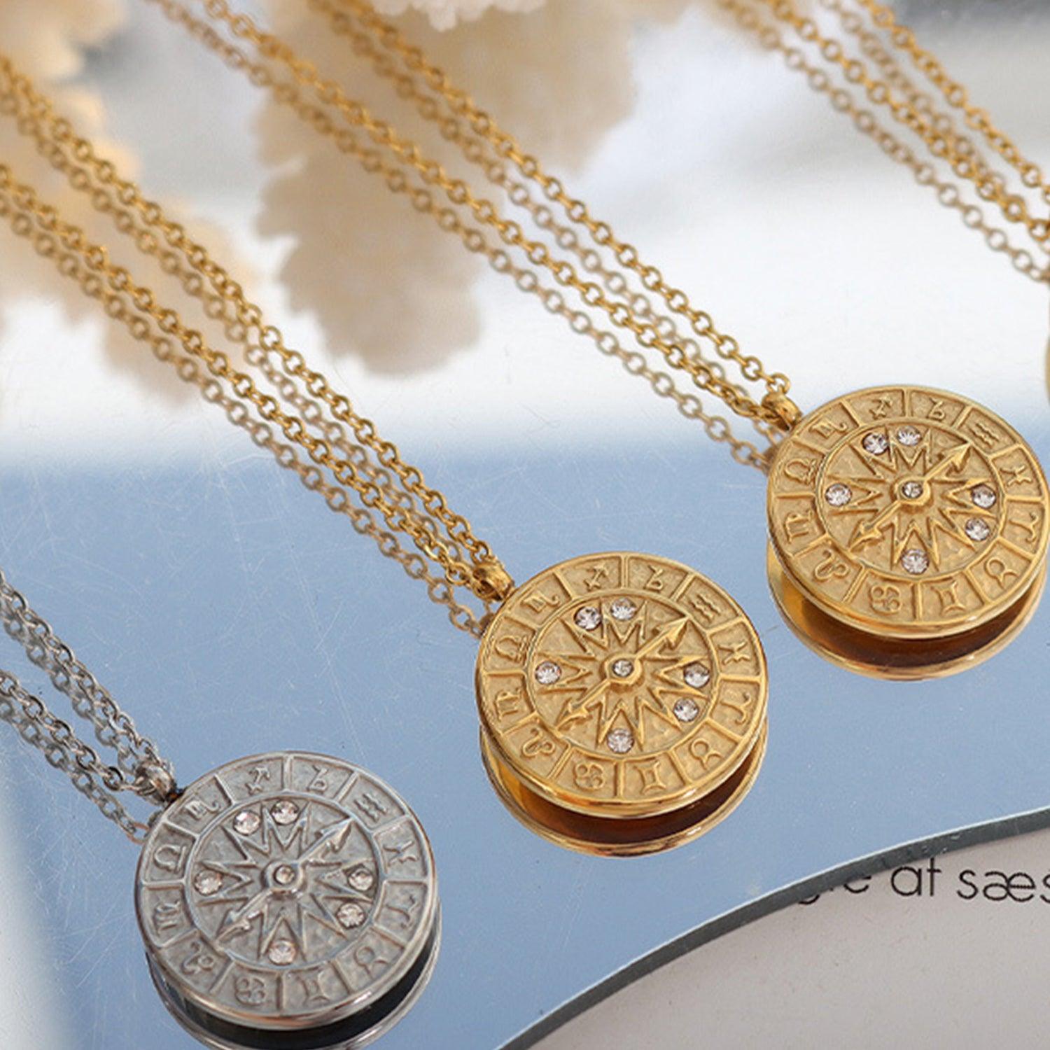 Zircon Titanium Steel Timepiece Shape Necklace Carauana Store