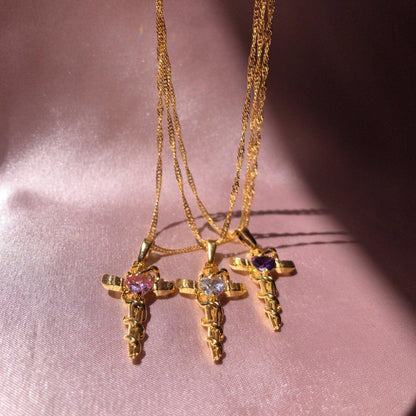 Copper Zircon Cross Pendant Necklace Carauana Store