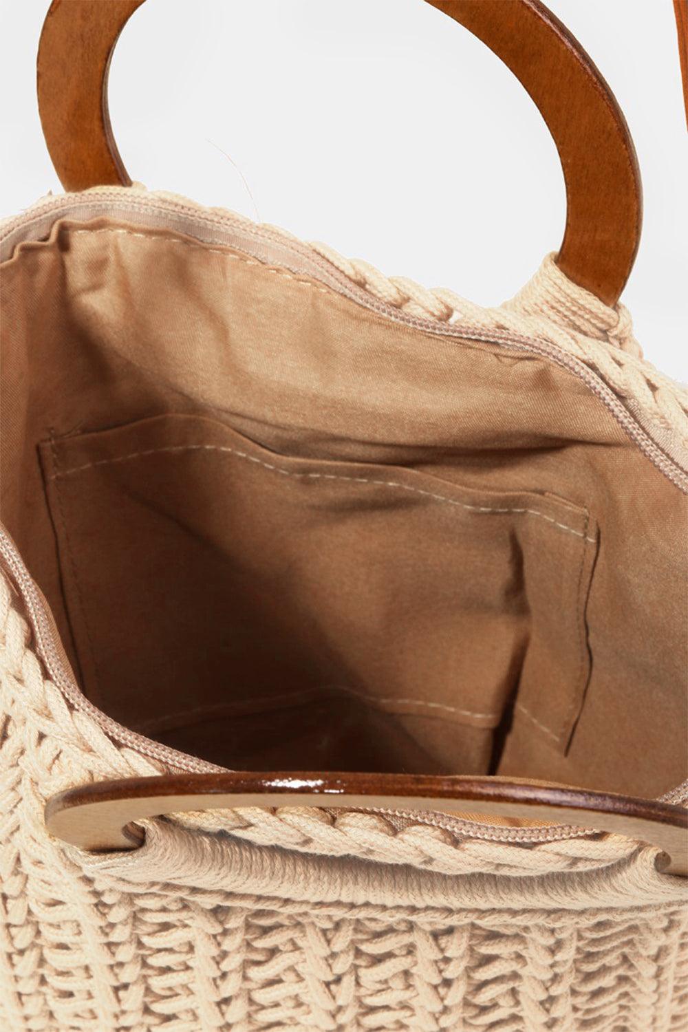 Fame Crochet Knit Convertible Tote Bag with Tassel Carauana Store