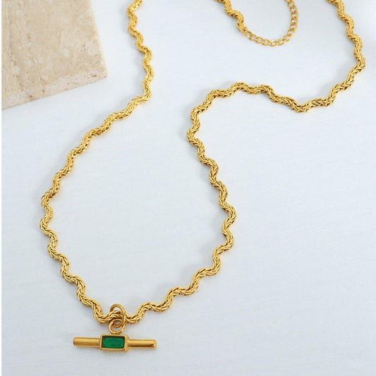 Stainless Steel Glass Cone Shaped Pendant Necklace Carauana Store