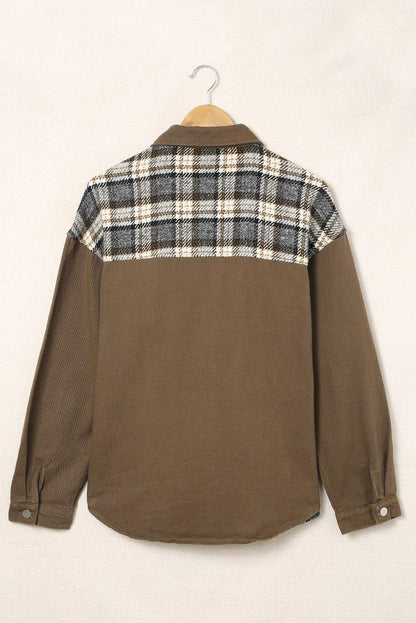 Plaid Collared Denim Jacket Carauana Store
