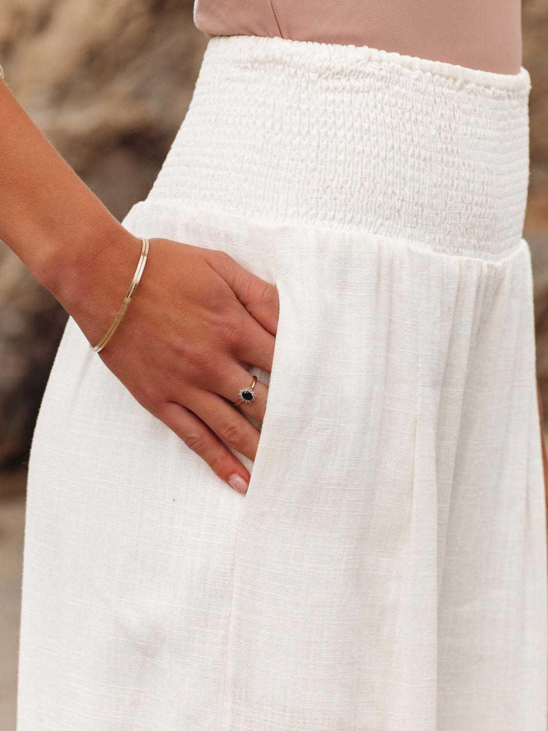 Full Size Smocked Waist Wide Leg Pants Carauana Store