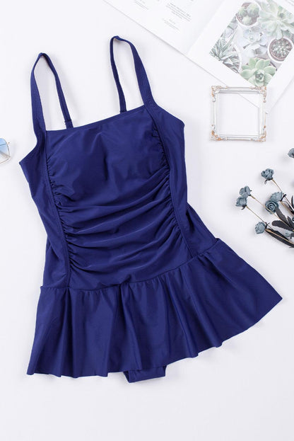 Ruched Square Neck Sleeveless One-Piece Swimwear Carauana Store