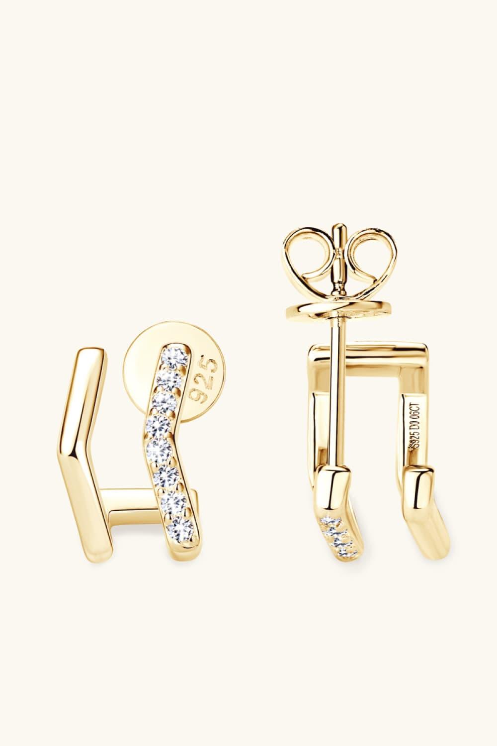 Moissanite 925 Sterling Silver Double-Layered Earrings Carauana Store