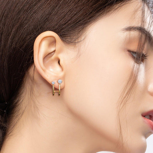 Moissanite 925 Sterling Silver C-Hoop Earrings Carauana Store