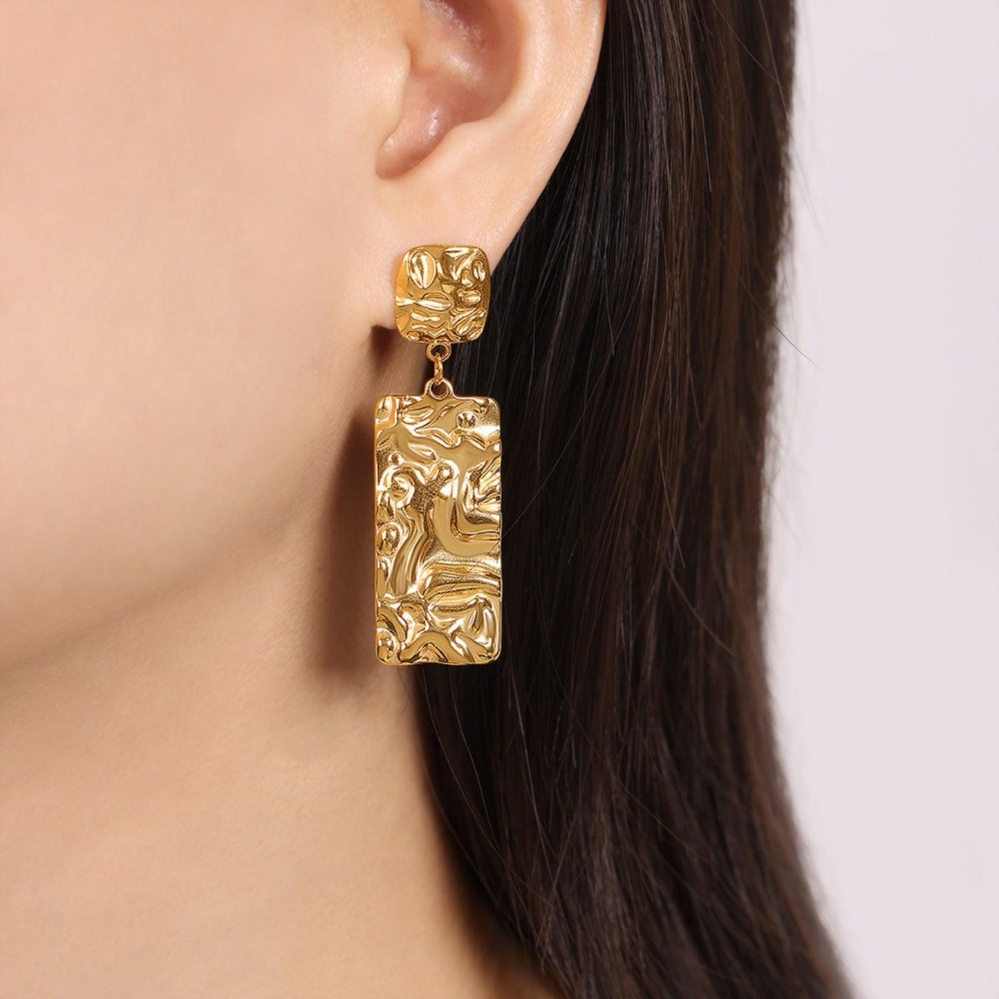 Titanium Steel Textured Geometric Earrings Carauana Store