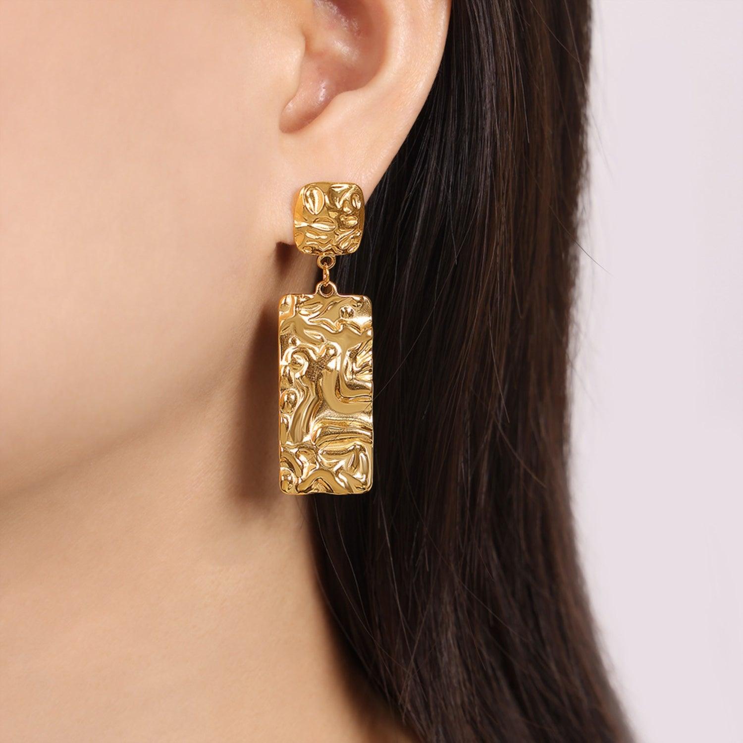 Titanium Steel Textured Geometric Earrings Carauana Store