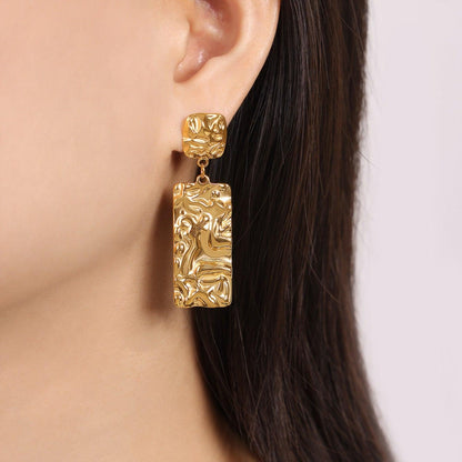 Titanium Steel Textured Geometric Earrings Carauana Store