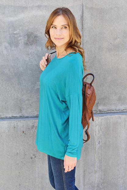 Basic Bae Full Size Round Neck Dropped Shoulder T-Shirt Carauana Store