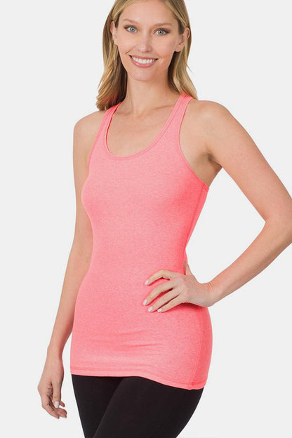 Zenana Stretchy Ribbed Knit Racerback Tank Carauana Store