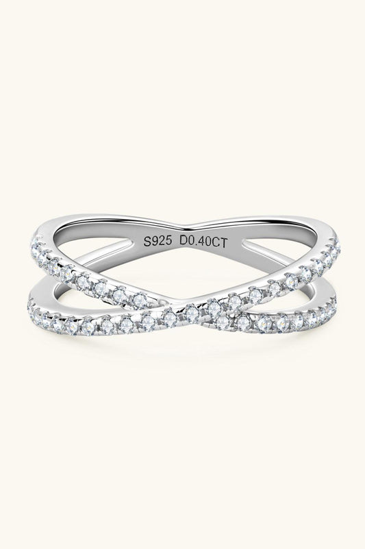 Moissanite 925 Sterling Silver Crisscross Ring Carauana Store
