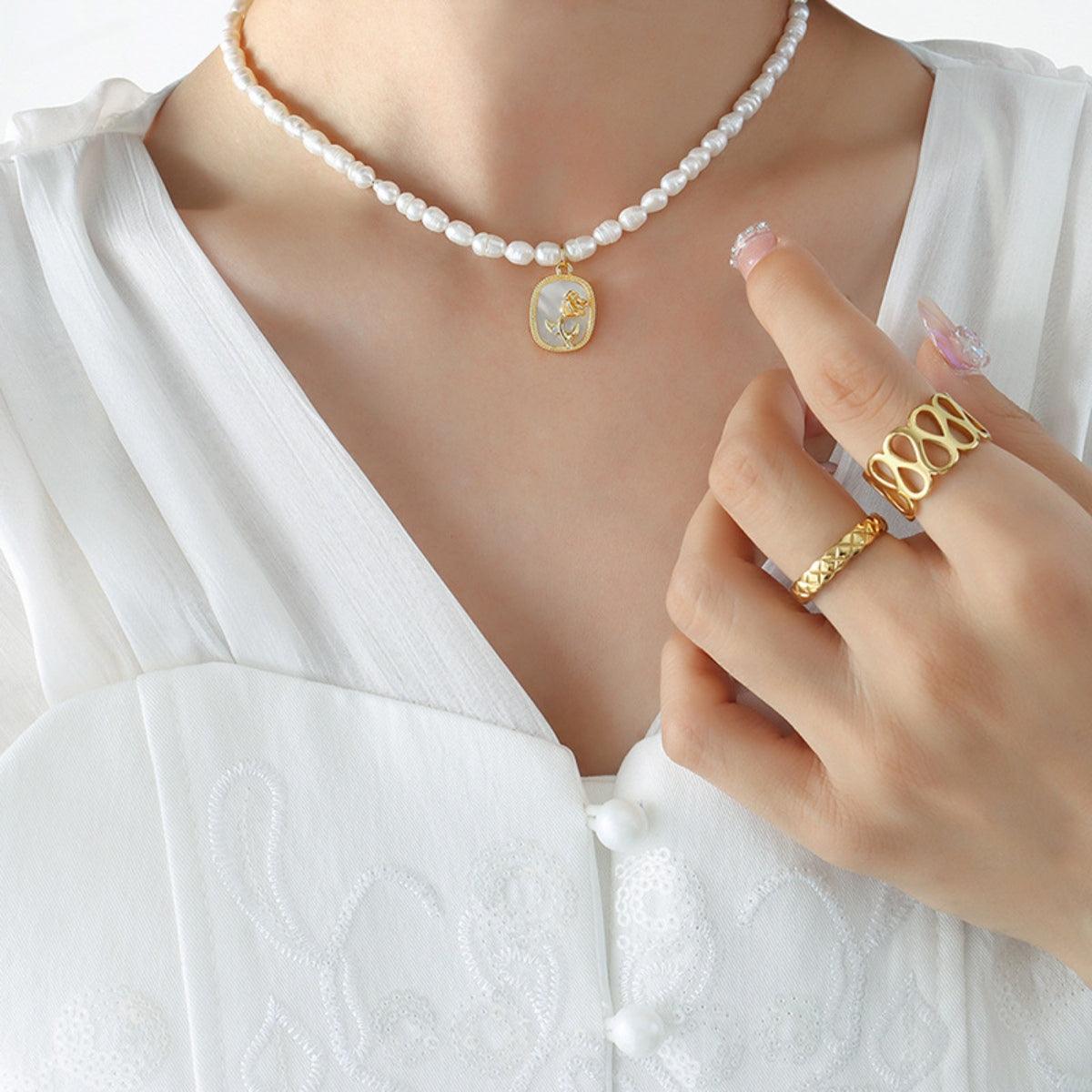 18K Gold-Plated Freshwater Pearl Necklace Carauana Store