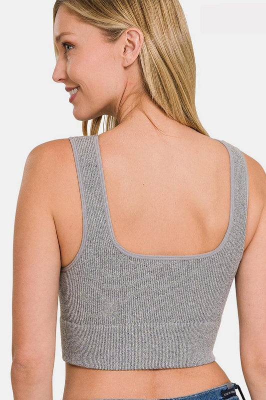 Zenana Ribbed Square Neck Cropped Tank Carauana Store