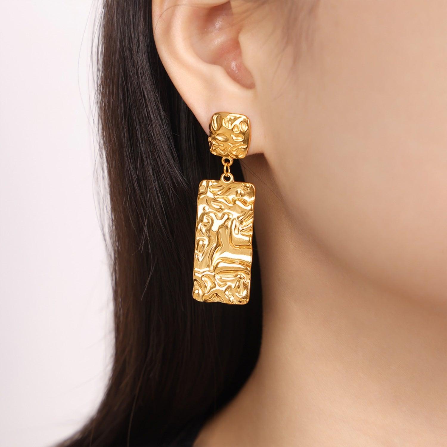 Titanium Steel Textured Geometric Earrings Carauana Store