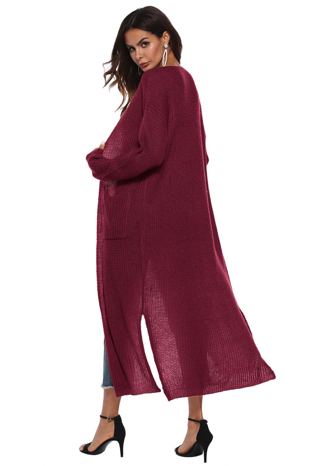 Long Sleeve Open Front Buttoned Cardigan Carauana Store