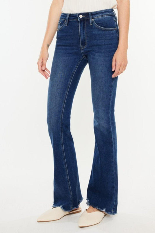 Kancan Cat's Whiskers Raw Hem Flare Jeans Carauana Store