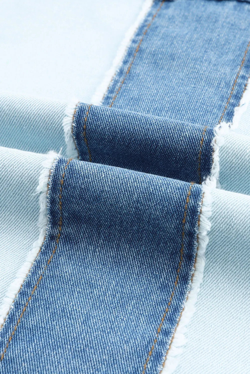 Raw Hem Color Block Denim Jacket Carauana Store