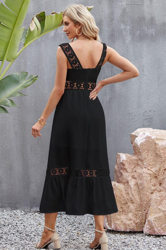 Spliced Lace Square Neck Sleeveless Midi Dress Carauana Store
