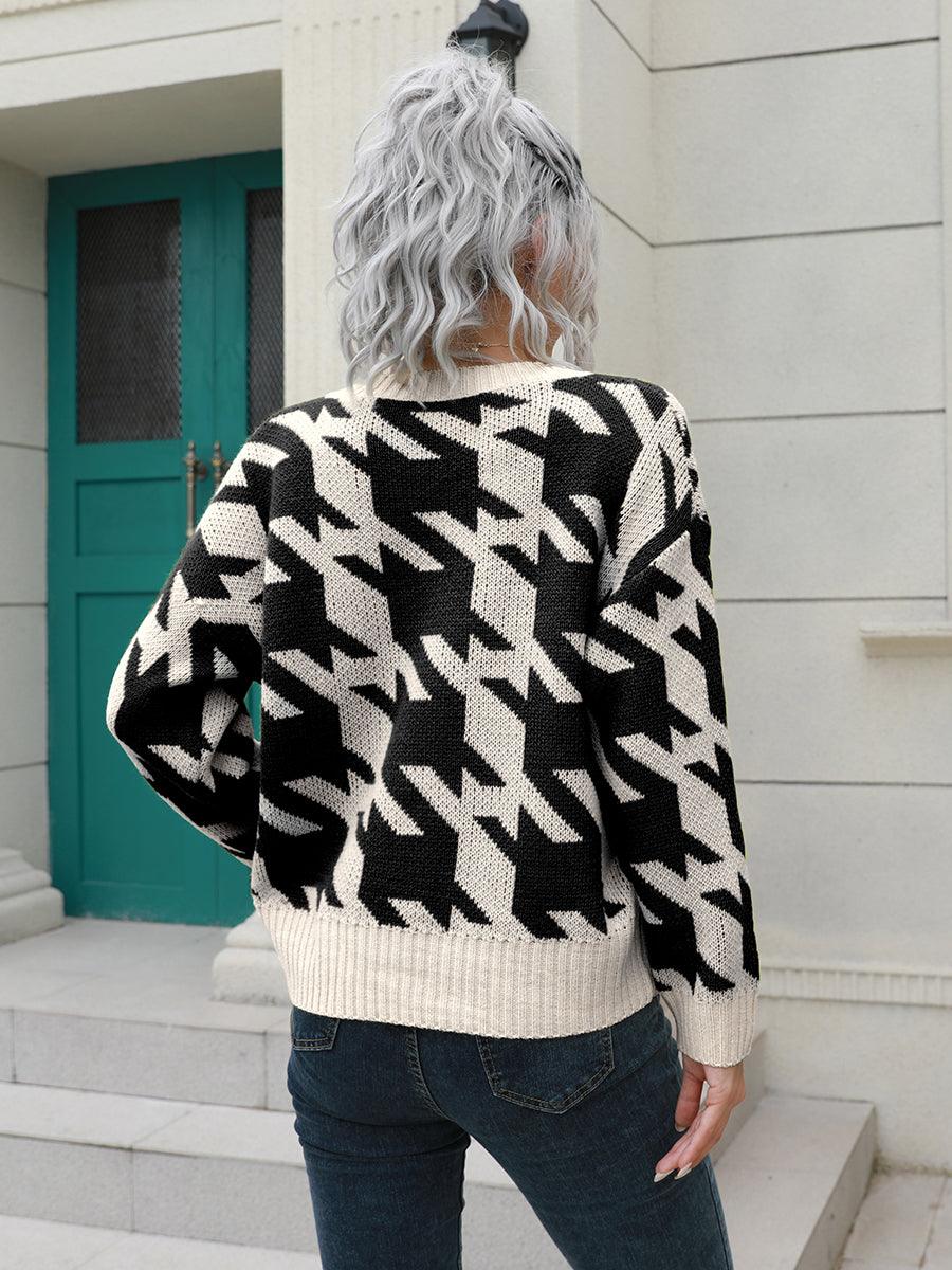 Houndstooth Button Down Cardigan Carauana Store