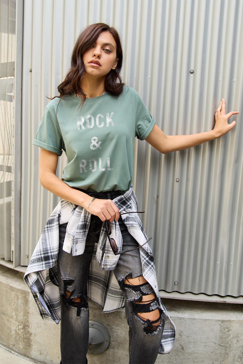 Simply Love Full Size ROCK & ROLL Short Sleeve T-Shirt Carauana Store