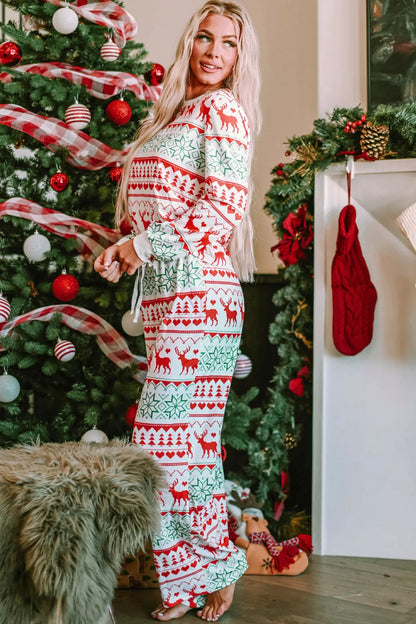 Christmas Element Round Neck Top and Pants Lounge Set Carauana Store