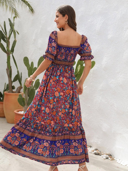 Floral Flounce Sleeve Midi Dress Carauana Store