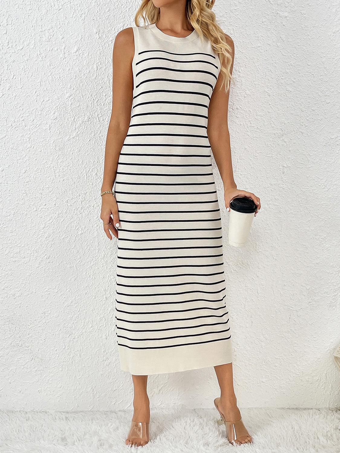 Round Neck Sleeve Midi Knit Dress Carauana Store