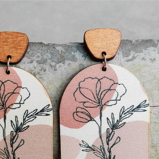 Geometrical Shape Wooden Drop Earrings Carauana Store