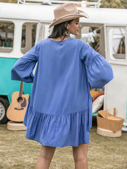 Lace Detail Tied Dropped Shoulder Cover Up Carauana Store