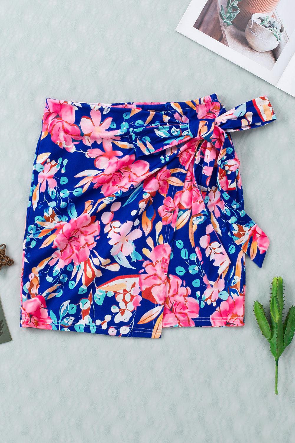 Floral Tied Mini Skirt Carauana Store