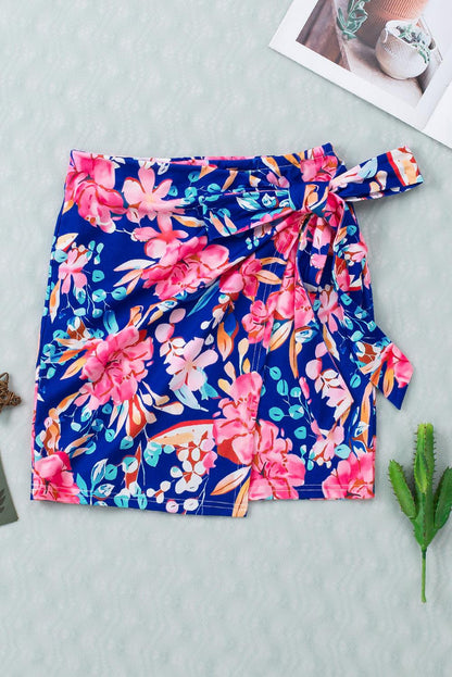 Floral Tied Mini Skirt Carauana Store