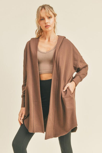 Kimberly C Open Front Longline Hooded Cardigan Carauana Store