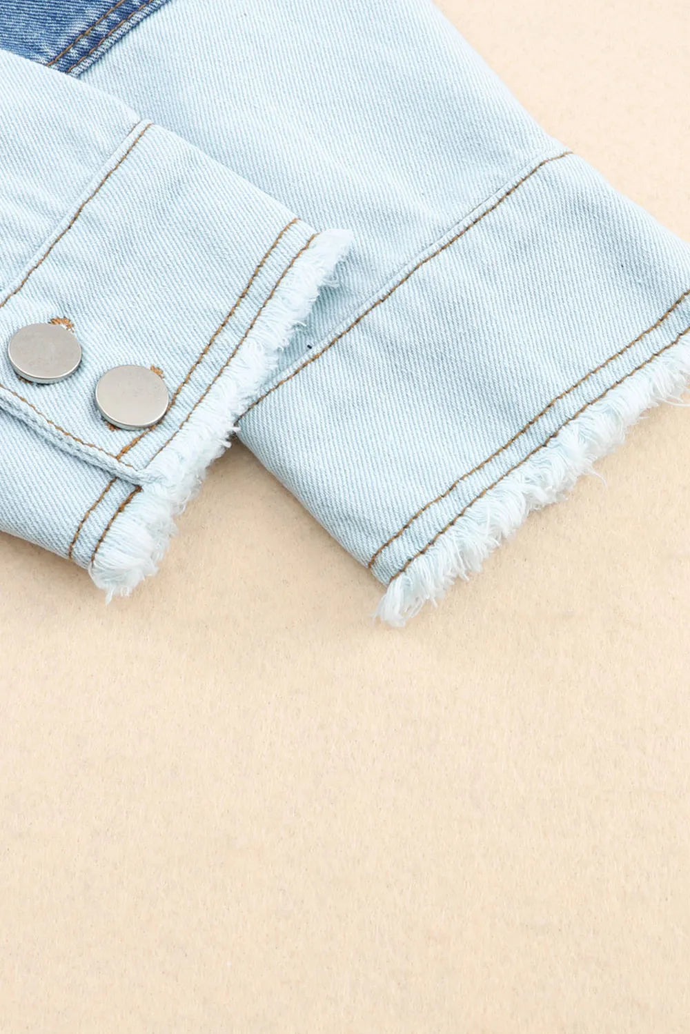 Raw Hem Color Block Denim Jacket Carauana Store